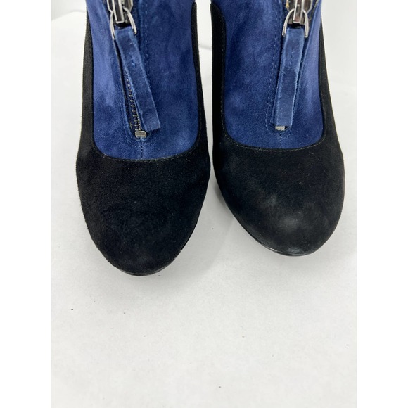 Nine West Suede Booties Zip Front Blue Gray Black Women's Size 8M - Picture 6 of 7